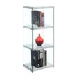 SoHo Four-Tier Tower Bookcase in White Fuax Marble Wood Finish and Clear Glass