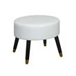 Designs4Comfort Mid Century Ottoman Stool in White Faux Leather Fabric