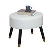 Designs4Comfort Mid Century Ottoman Stool in White Faux Leather Fabric