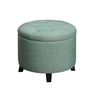 Convenience Concepts Designs4Comfort Round Ottoman in Mint Green Fabric