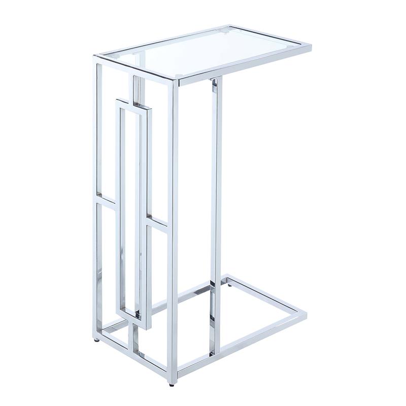 Convenience Concepts Town Square C Table in Clear Glass and Chrome Metal Frame