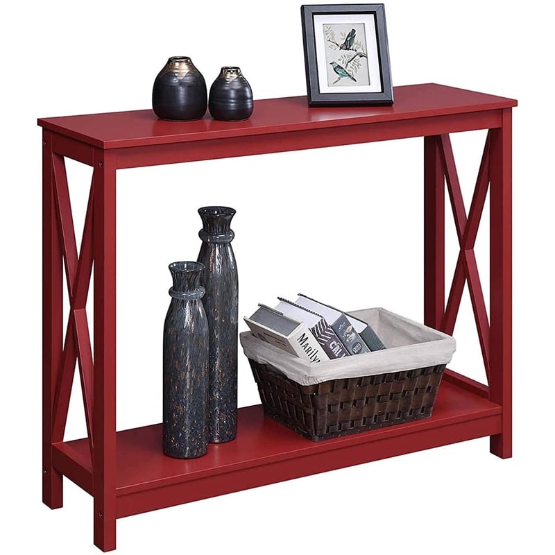 Convenience Concepts Oxford Console Table in Red Wood Finish