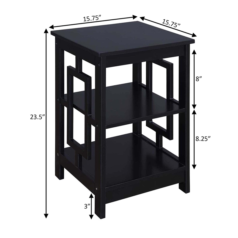 Convenience Concepts Town Square End Table in Black Wood Finish