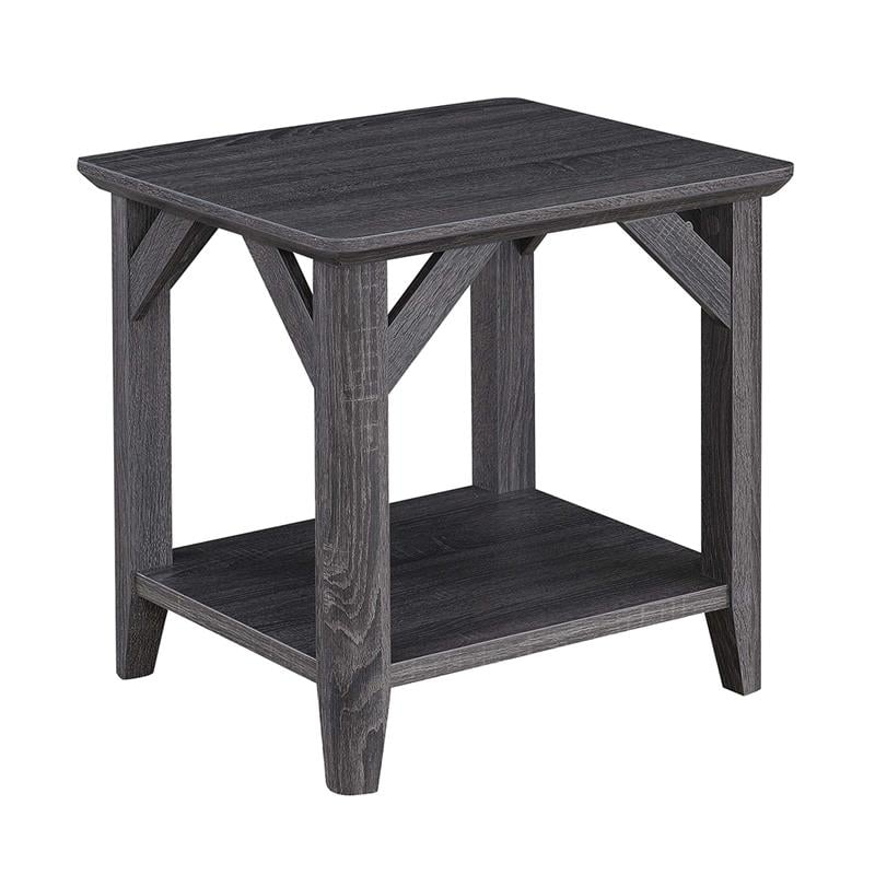 Convenience Concepts Winston End Table with Shelf in Weathered Gray Wood Finish