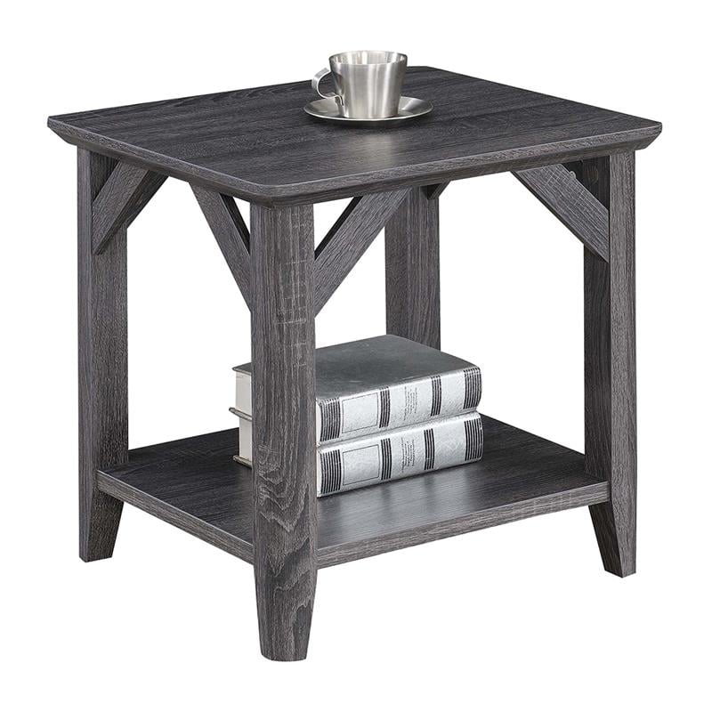 Convenience Concepts Winston End Table with Shelf in Weathered Gray Wood Finish