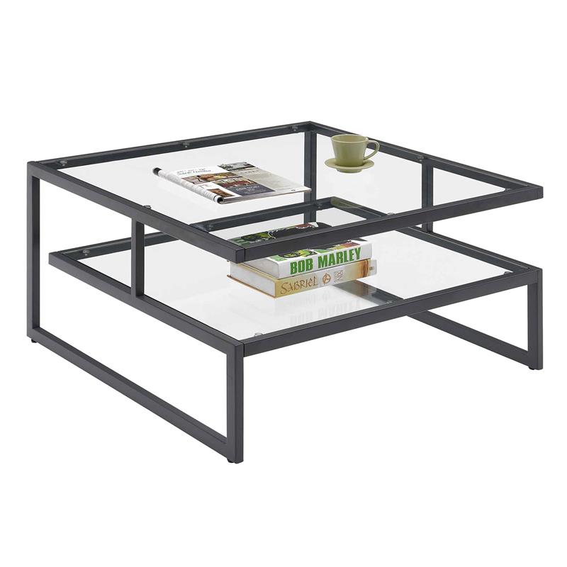 Convenience Concepts Royal Crest Stripes Coffee Table in Black Metal Finish