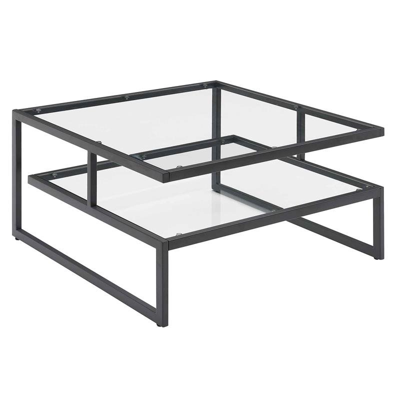 Convenience Concepts Royal Crest Stripes Coffee Table in Black Metal Finish