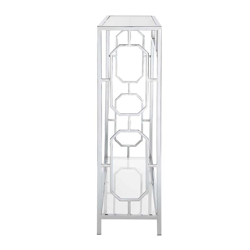 Convenience Concepts Omega Clear Glass Rectangular Console Table in Chrome