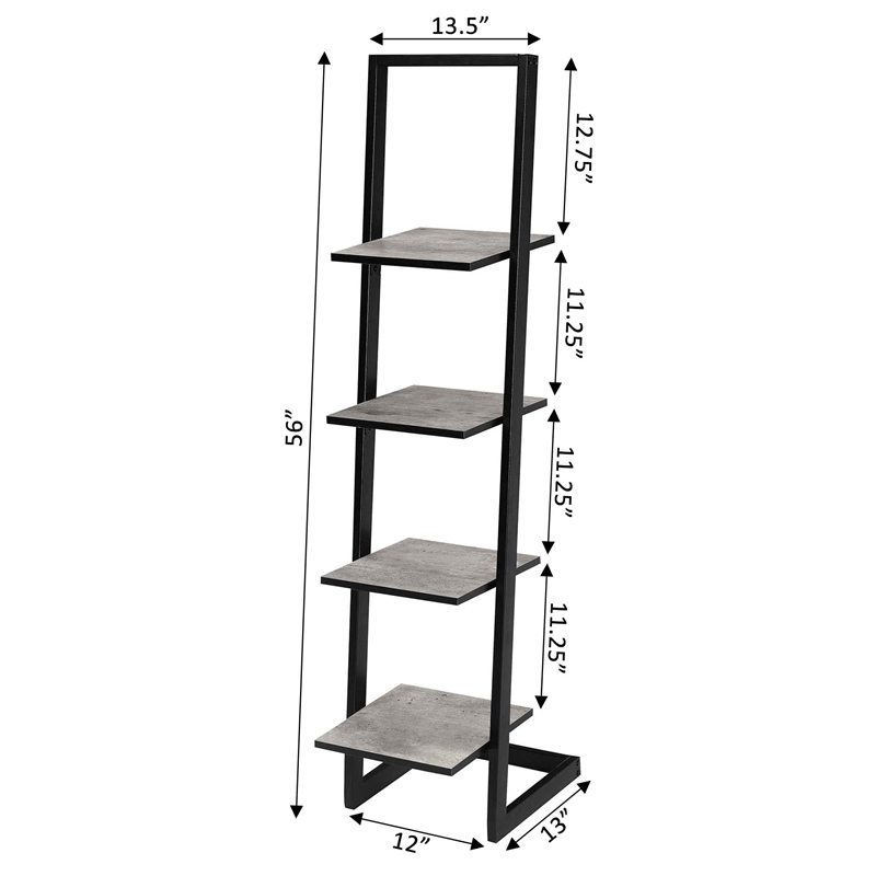 Convenience Concepts Designs2Go Four-Tier Ladder Bookshelf in Espresso Metal