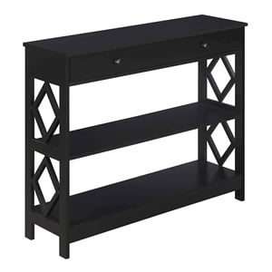 Convenience Concepts Diamond One-Drawer Console Table in Black Wood Finish