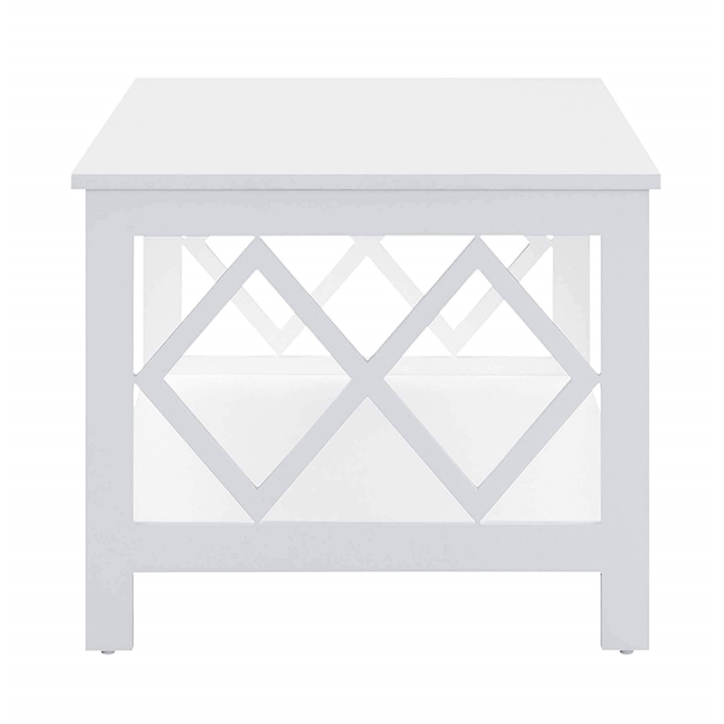 Convenience Concepts Diamond Rectangular Coffee Table in White Wood Finish