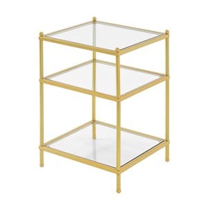 Convenience Concepts Royal Crest Gold Metal End Table with Clear Glass