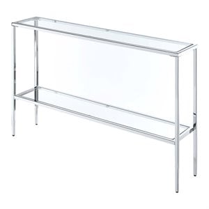 Convenience Concepts Nadia Chrome Metal Console Table with Glass Shelves