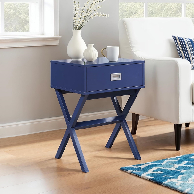 Convenience Concepts Designs2Go Landon End Table in Blue Wood Finish