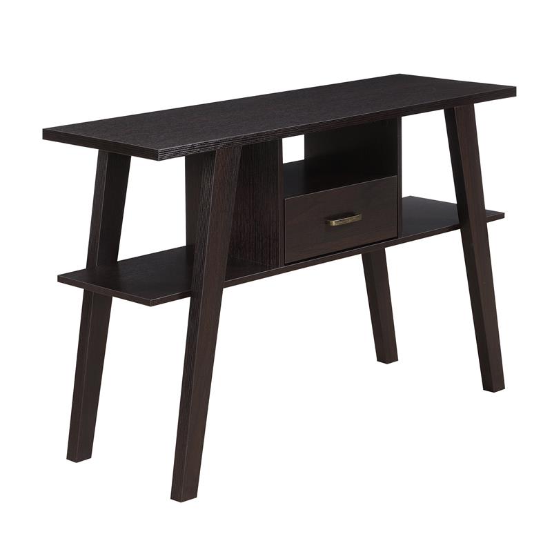 Convenience Concepts Newport Espresso Mike W Wood Console Table with Drawer