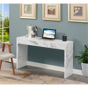 Convenience Concepts White Faux Marble Northfield Wood Hall Console Table