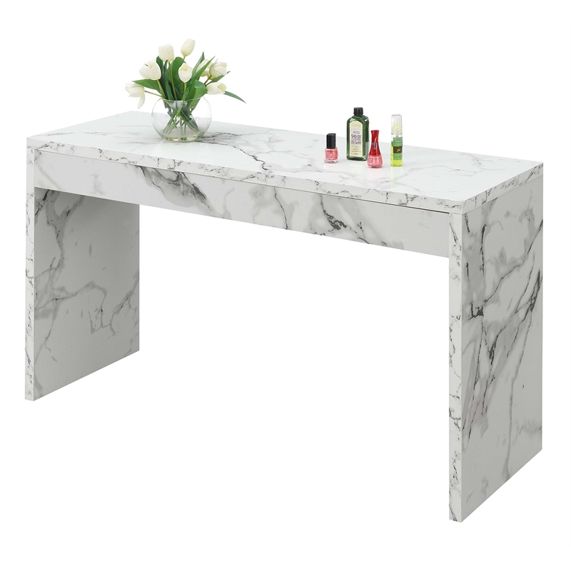 Convenience Concepts White Faux Marble Northfield Wood Hall Console Table