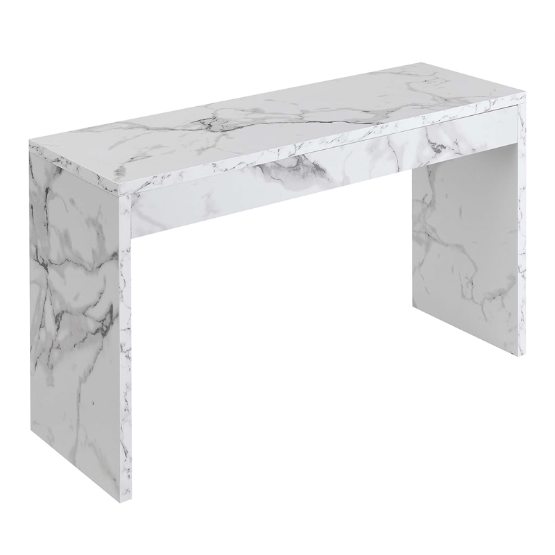 Convenience Concepts White Faux Marble Northfield Wood Hall Console Table