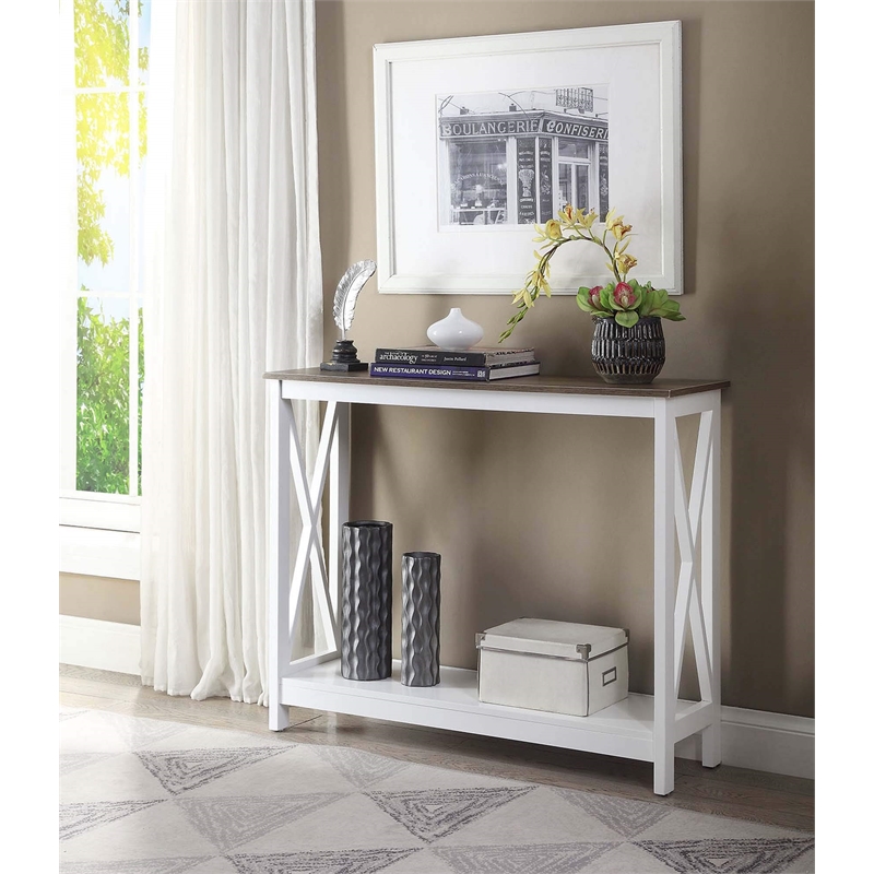 Convenience Concepts Driftwood Oxford Console Table in White Wood Finish