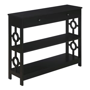 Convenience Concepts Ring 1 Drawer Console Table in Black Wood Finish