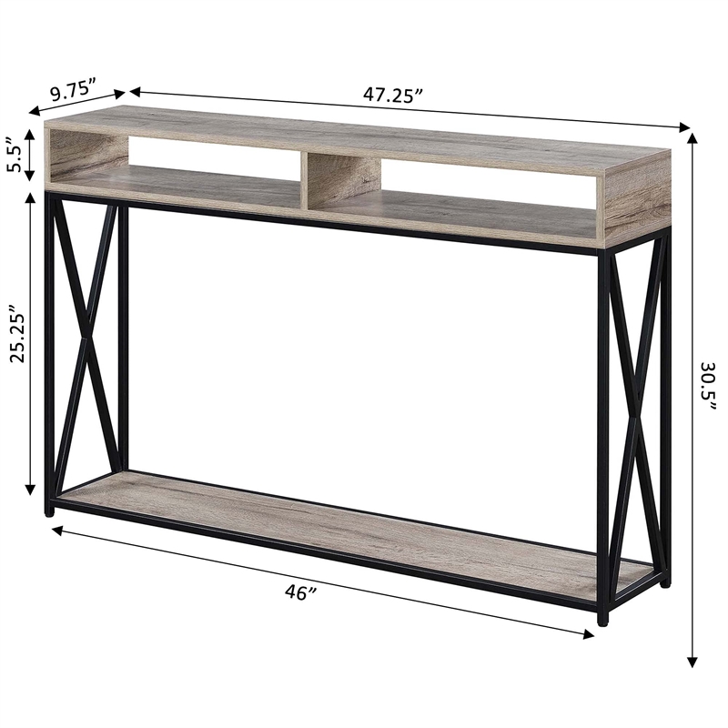 Convenience Concepts Tucson Deluxe 2 Tier Console Table in Brown Wood Finish