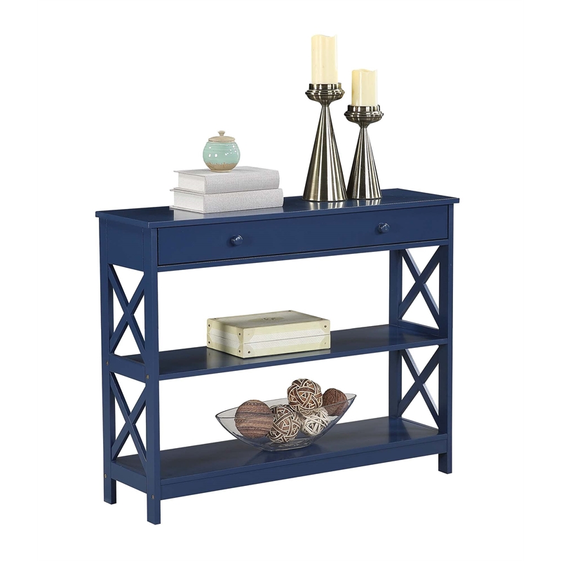 Convenience Concepts Oxford One-Drawer Console Table in Cobalt Blue Wood Finish