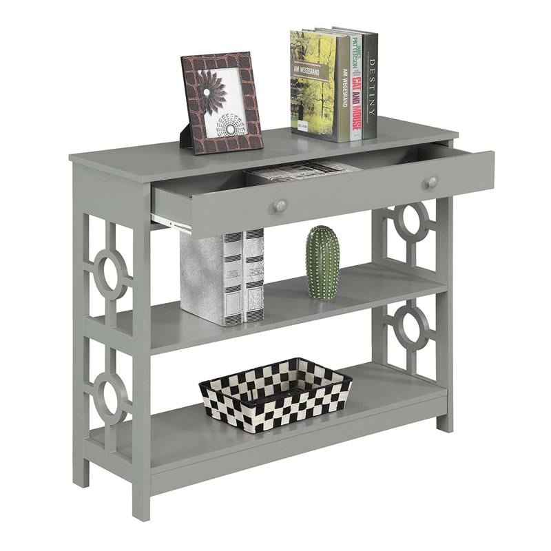Convenience Concepts Ring 1 Drawer Console Table in Gray Wood