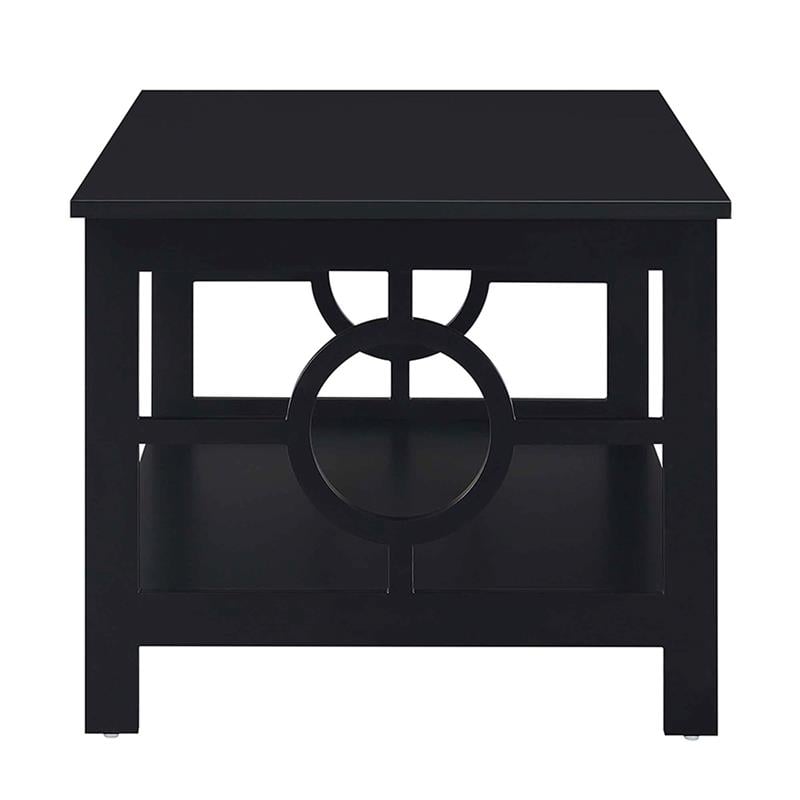 Convenience Concepts Ring Coffee Table in Black Wood Finish with Lower Shelf
