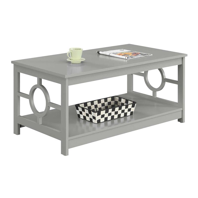 Convenience Concepts Ring Coffee Table in Gray Wood Finish with Lower Shelf