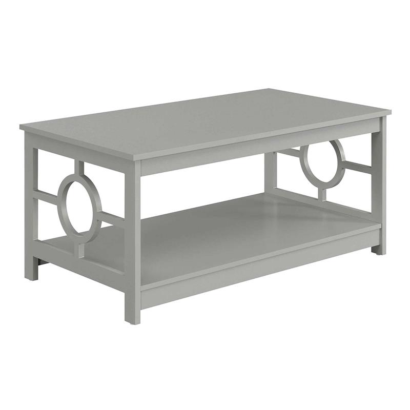 Convenience Concepts Ring Coffee Table in Gray Wood Finish with Lower Shelf