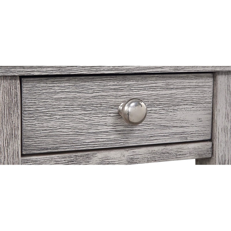 American Heritage Three Tier End Table With Drawer in Gray Wood Finish