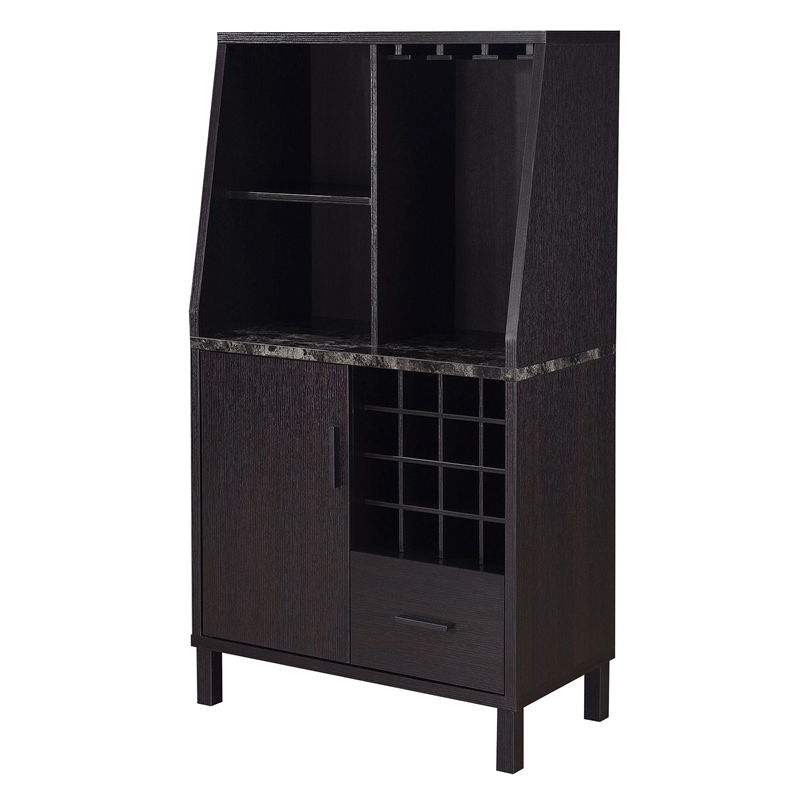 Convenience Concepts Newport Wine Storage Bar in Espresso Wood Finish