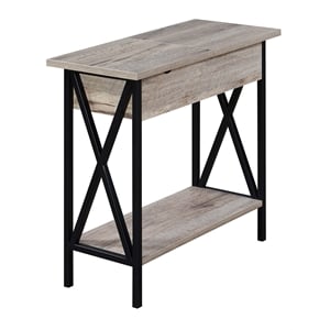 Convenience Concepts Tucson Electric Charging Flip Top Table in Brown Wood