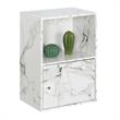 Xtra Storage 1 Door Cabinet in White Faux Marble Wood Finish