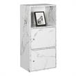 Xtra Storage 2 Door Cabinet in White Faux Marble Wood Finish