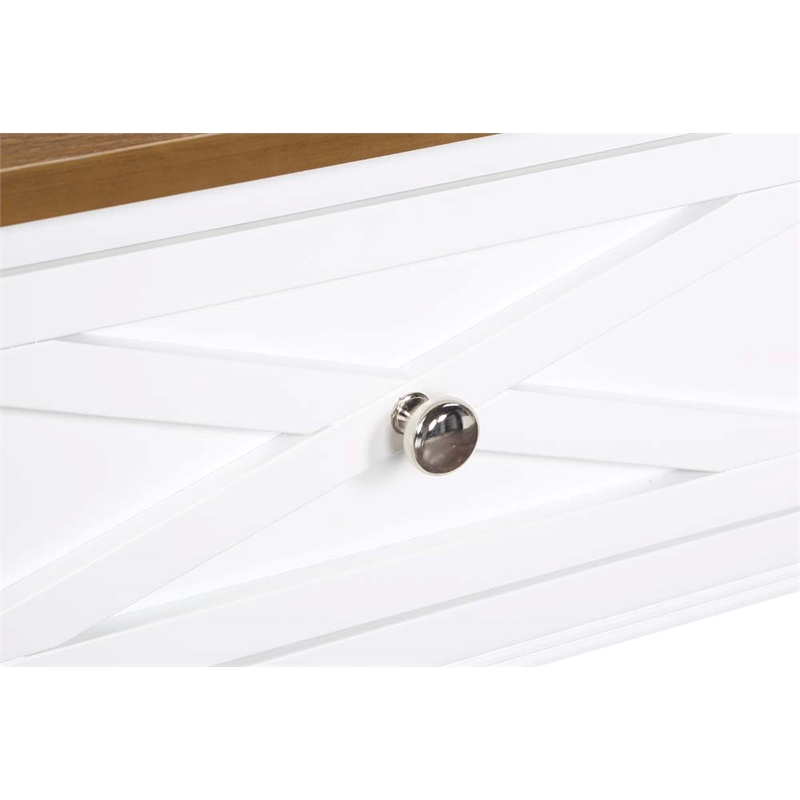 Country Oxford Two-Drawer Console Table in Driftwood Brown and White Wood Finish