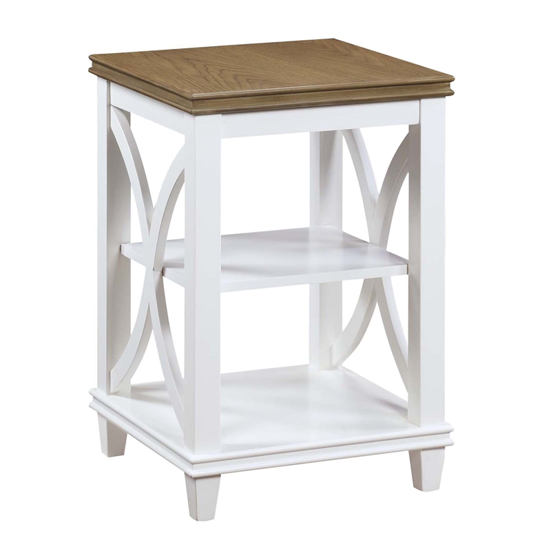 Convenience Concepts Florence End Table in White and Brown Wood Finish