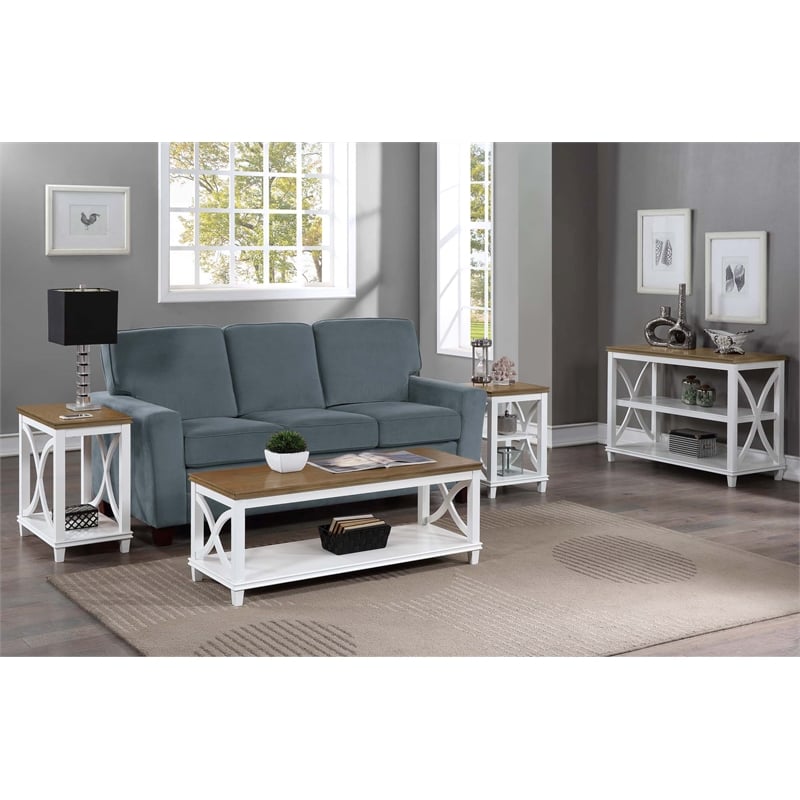 Convenience Concepts Florence End Table in White and Brown Wood Finish