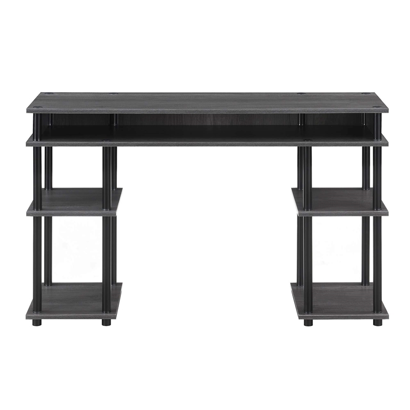 Designs2Go No Tools Student Desk in Charcoal Gray Wood Finish and Black Poles