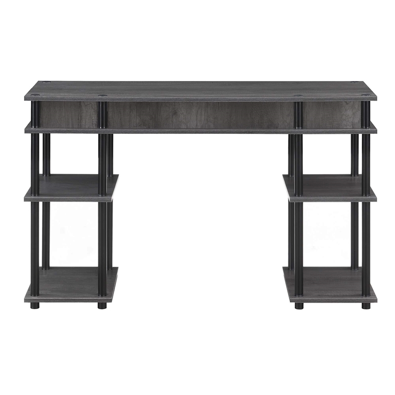 Designs2Go No Tools Student Desk in Charcoal Gray Wood Finish and Black Poles
