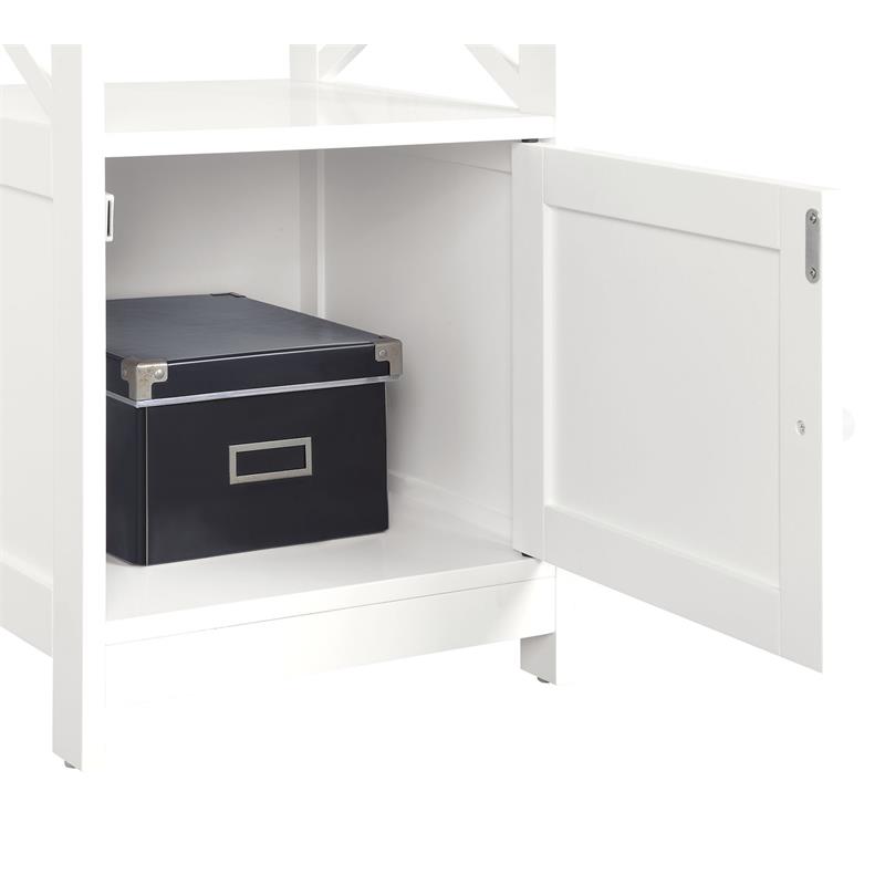 Oxford End Table with Cabinet in Driftwood Brown and White Wood Finish
