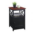Convenience Concepts Oxford End Table with Cabinet Cherry and Black Wood Finish