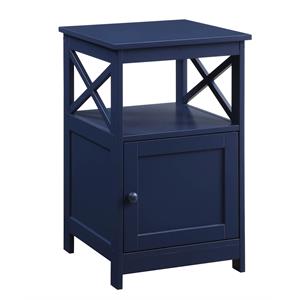 Convenience Concepts Oxford End Table with Cabinet in Cobalt Blue Wood Finish