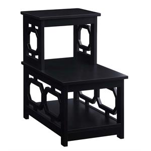 Convenience Concepts Omega 2 Step Chairside End Table in Black Wood Finish