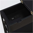 Omega Flip Top End Table with Charging Station - Black Wood Finish & Black Frame
