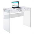 SoHo Glass 36 Desk in Clear Glass and White Faux Marble Finish with Drawer