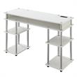 Designs2Go No Tools Student Desk with Charging Station in White Wood Finish