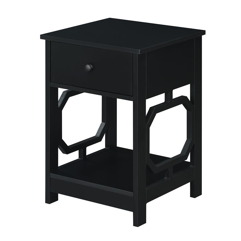 Convenience Concepts Omega One-Drawer End Table in Black Wood Finish