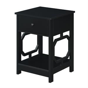Convenience Concepts Omega One-Drawer End Table in Black Wood Finish