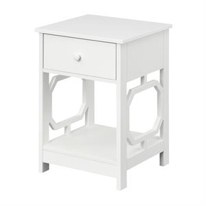 Convenience Concepts Omega One-Drawer End Table in White Wood Finish